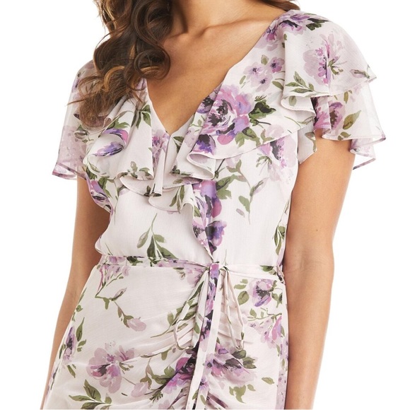 R&M Richards White & Purple Floral Dress - Picture 2 of 6